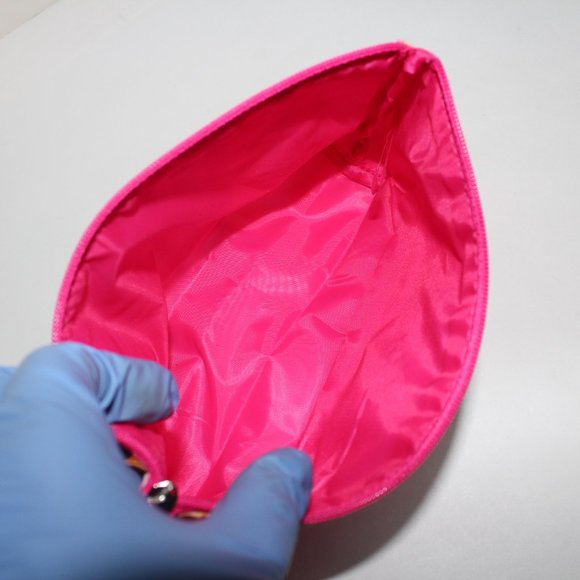 Clinique Makeup Accessory or Travel Bag - Vertical Stripes & Bright Pink Lining - Picture 5 of 13